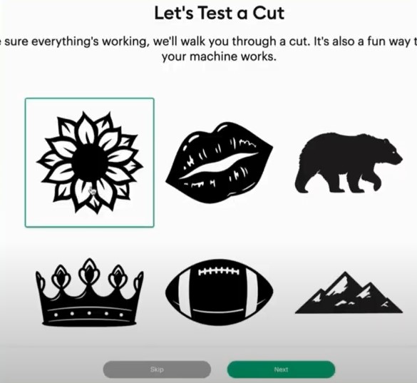 perform a test cut following the on-screen instructions