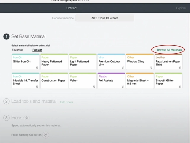 Base Material Settings page and click Browse All Materials