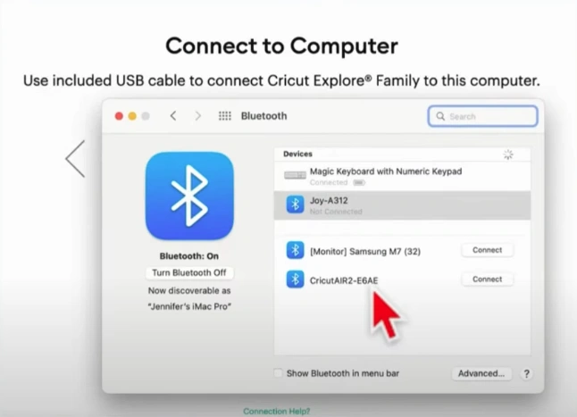 Make sure that Bluetooth is turned on and click Connect next