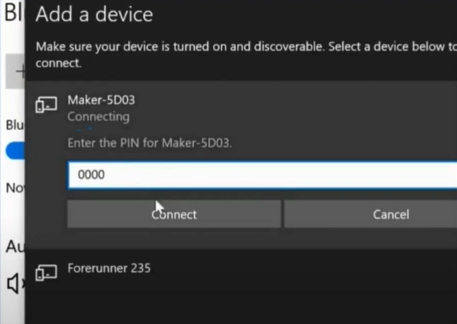 enter the PIN, and click on Connect