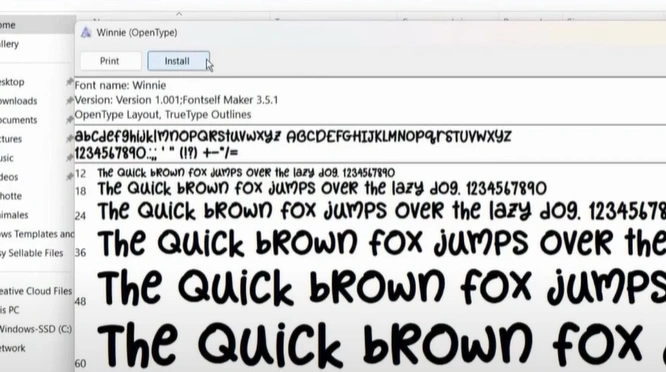 open the downloaded font on your computer