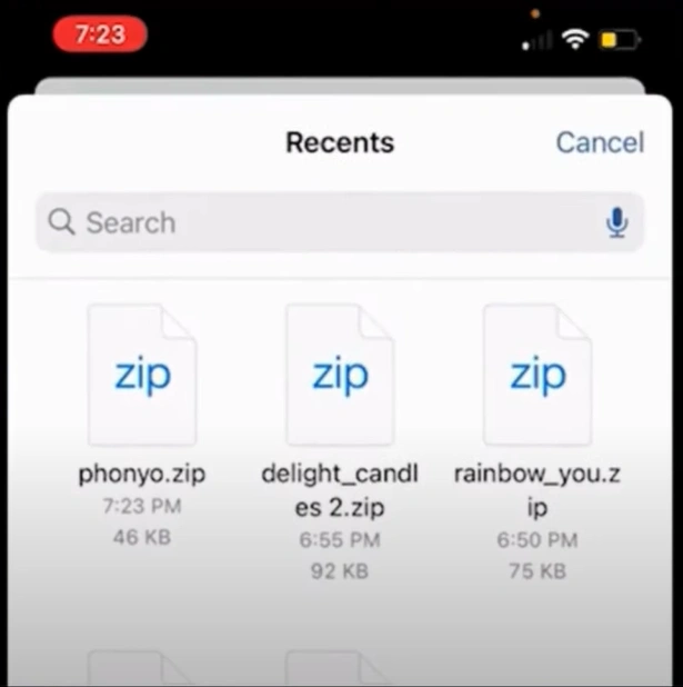 select the font zip file