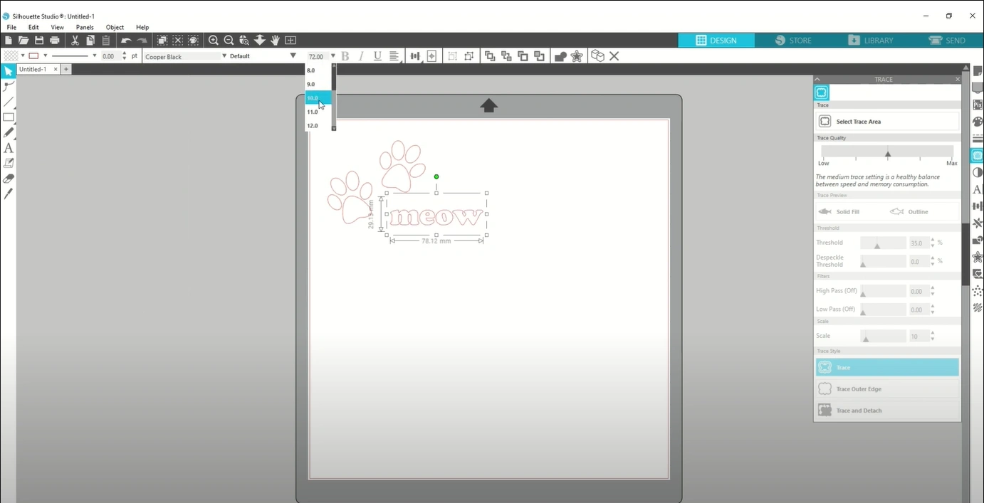 Adjust the size and font of the text by using