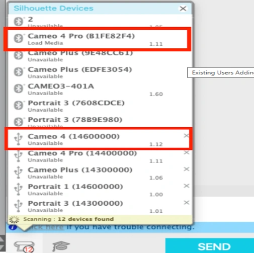 On the Send panel, select the Bluetooth