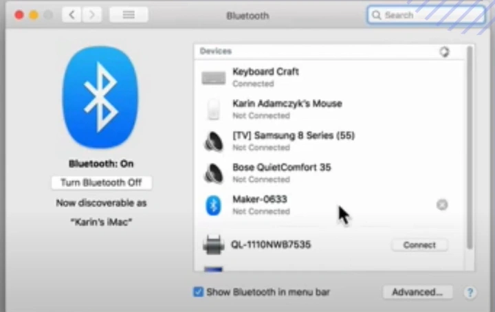 Once the device shows up in the list