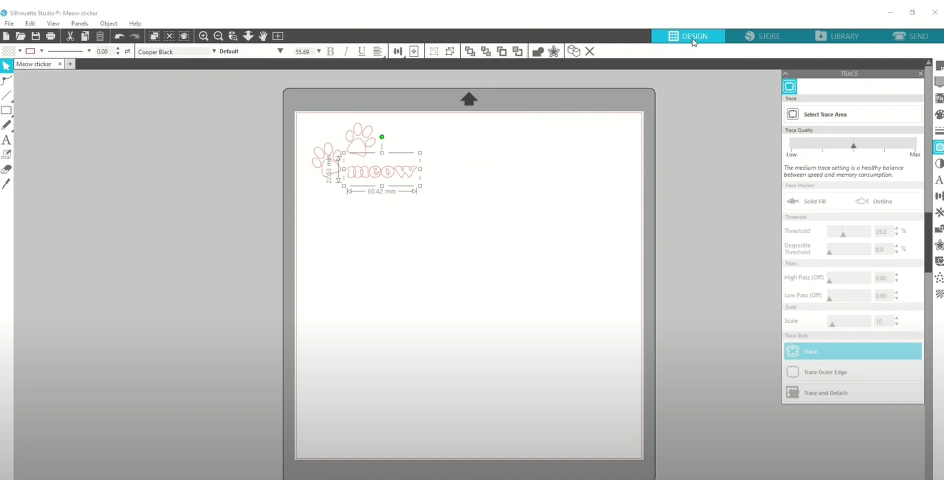 return to the design panel and retrace the image