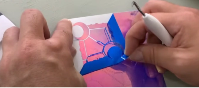 You can use the squeegee tool to press down