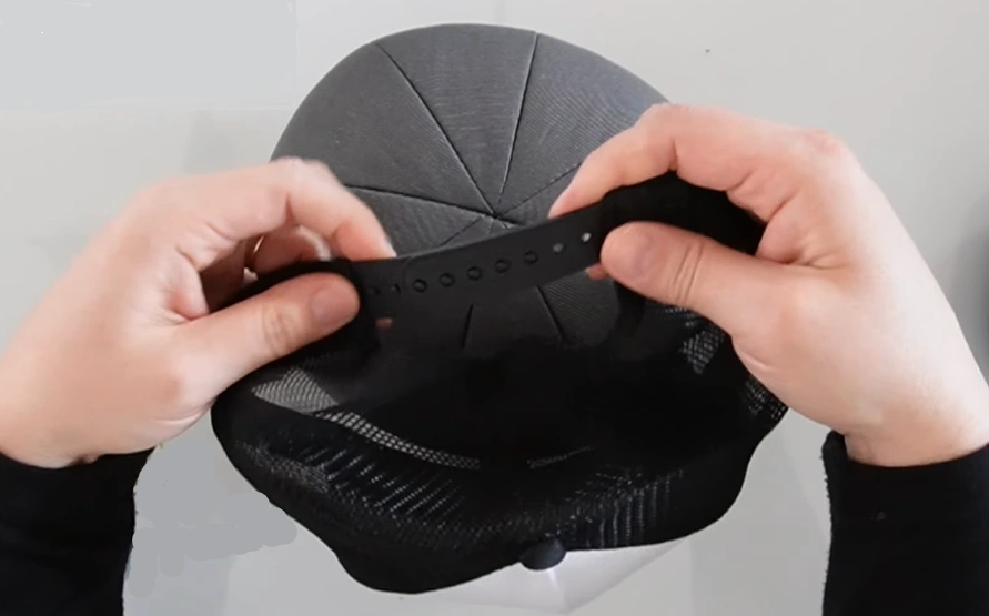 Now open the hat and unfold the sweatband