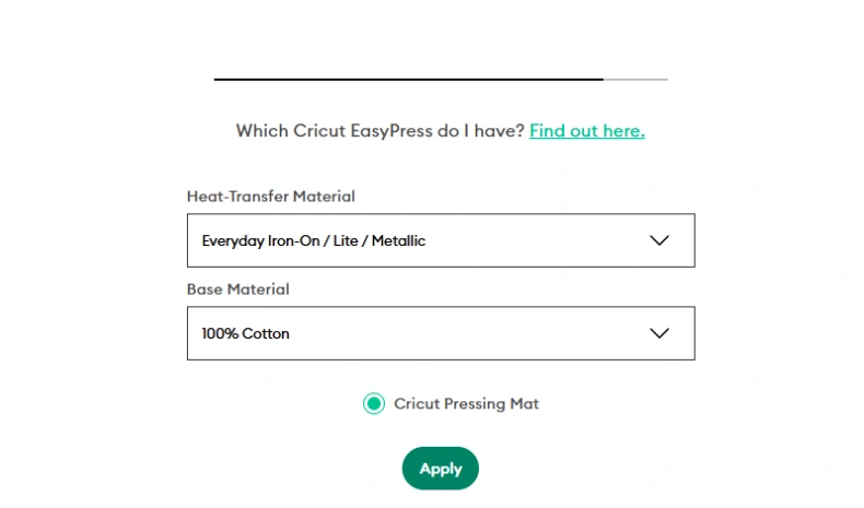 Click Apply to view the recommended temperature settings